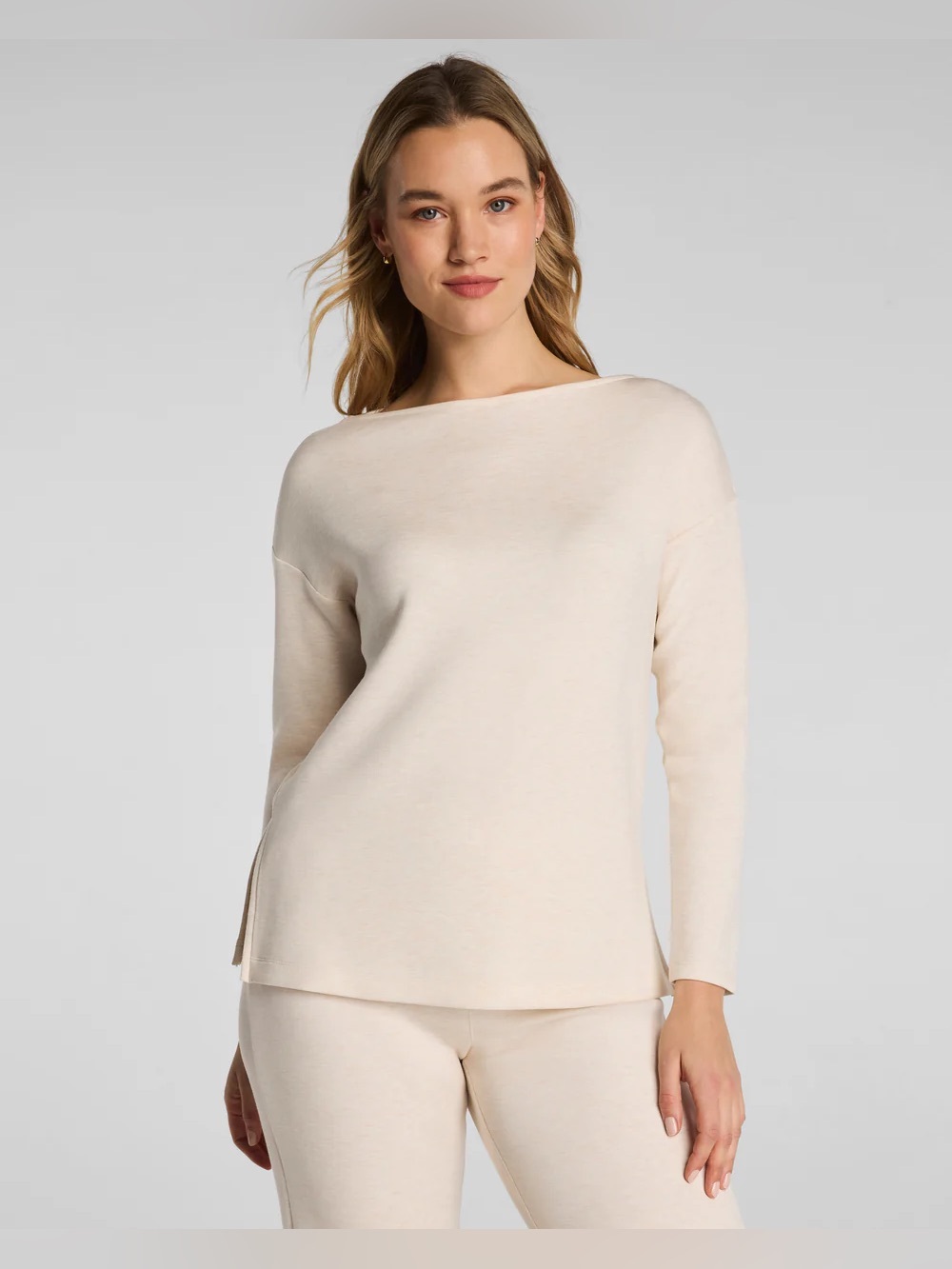 NWT Spanx AirEssentials Oatmeal Heather Boatneck Tunic Sz S